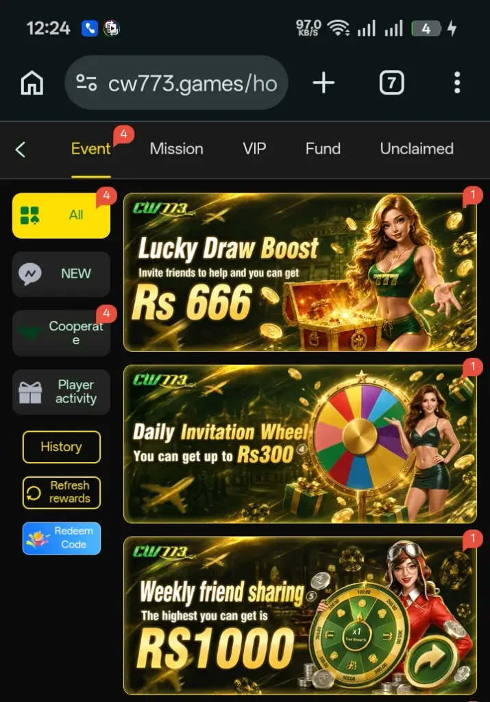 CW777 Game Real bonuses and rewards