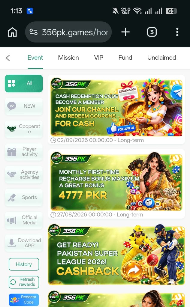 Bonus and reward image of 356PK Game